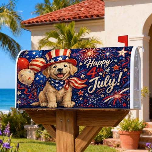 Coperture magnetiche per cassette postali per cani, palline patriottiche festive con mosca aerea, fuochi d'artificio Giorno dell'indipendenza per la protezione della posta rossa, per decorazioni