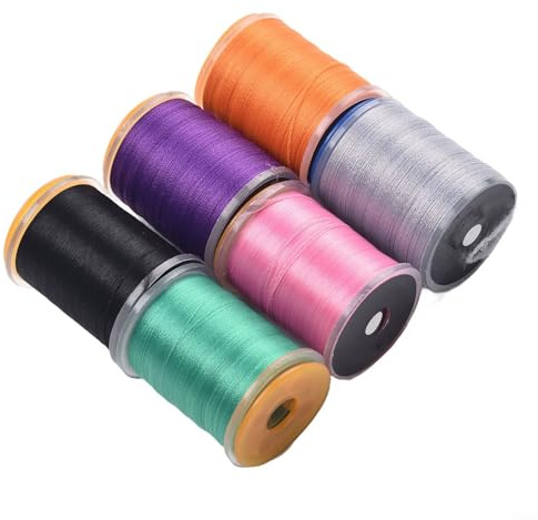 Kit di fili per la costruzione di mosche secche bagnate 140D, per mosche secche bagnate, ninfa, con materiale in nylon e design standard della bobina, nei colori nero, viola, marrone, verde oliva