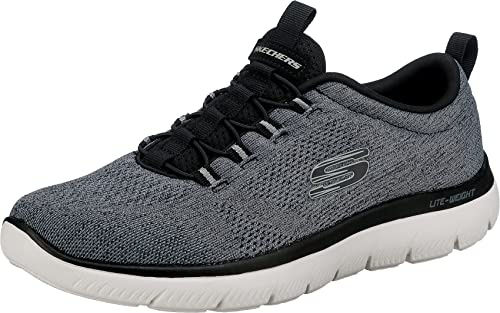 Skechers Hombre Summits Louvin Zapatillas, Black Mesh/PU/White Trim, 43 EU