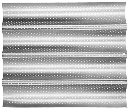 Baking Pan, Stainless Steel Baguette Pan, for Bread Loaves Baking(Four slots)