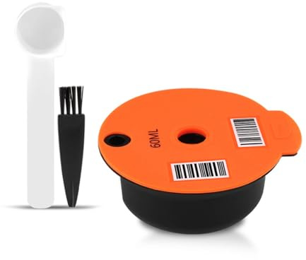 FOVNOT Refillable Coffee Capsules Pods, 60ml /180ml Reusable Coffee Capsule Pod for Bosch Tas Coffee Machine Accessory with Slicone Lid Coffee Filter and 1 Spoon and 1 Brush (60ml)