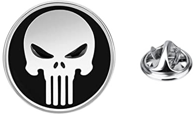 STANG Broche de Calavera de Punisher de Aceite Redondo de Plata para Hombres y Mujeres, Pin para Cuello, Mini Insignia de Halloween, Broche, suéter, Chaqueta, Vestido, Recuerdo de Fiesta