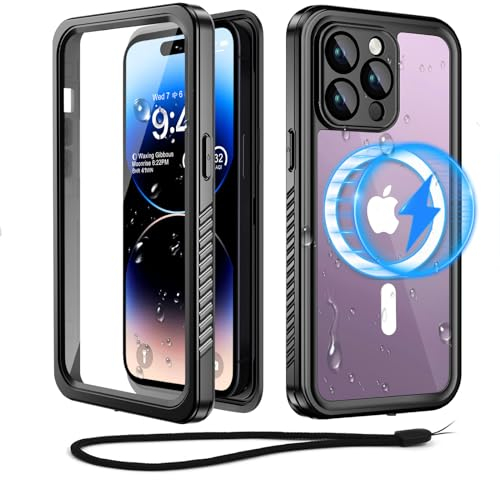 Beeasy für iPhone 14 Pro Max Hülle (6,7) Wasserdicht, mit MagSafe, Outdoor Handyhülle 360 Grad Schutzhülle, iPhone 14 Pro Max Case Stoßfest Staubdicht Panzerhülle mit Displayschutz, Schwarz