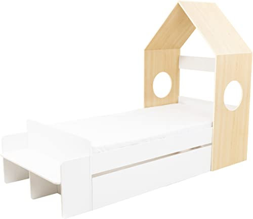 Seconique 1 Drawer House Bed, Single, White/Pine Effect (Engineered Wood)