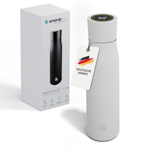 smardy blue DropUp smart Bottle 500ml weiß selbstreinigende intelligente Wasserflasche aus Edelstahl Flasche mit Trinkerinnerung Erinnerungsfunktion Trinkflasche mit UVC Sterilisation