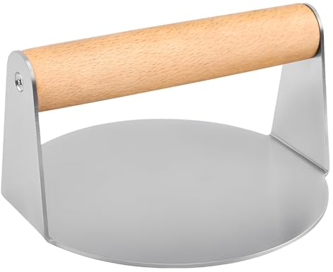 Burger Smasher, 5,5 Zoll runde Smash Burgerpresse,Burgerglocke, Burgerpresse, komfortables Holzgriff-Design für die Zubereitung von Grillfleisch, Burger-Pattys und anderen Köstlichkeiten