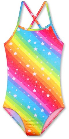 LUOUSE Girls Sparkle Swimsuits Quick Dry Crossback 1 Piece Beach Swimwear Bathing Suit with Adjustable Strap 4t - 5t