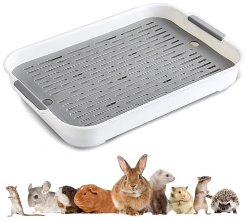 Kaninchen Katzentoilette,Katzentoilette,Haustier Töpfchen,Kaninchen Toilette,Kaninchenklo,Kaninchenkäfig Töpfchentrainer,Hasentoilette mit Reinigungssieb,Toilettenschale fur Kaninchen (18.5x27x3.2 cm)