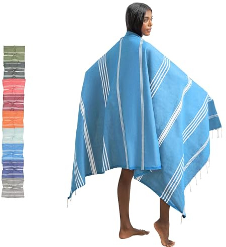 furora HOLIDAY Serviette de Plage (Coton) XXL 100x200 cm, Fouta | Léger, Compacte, Longue, Haut de Gamme - Grande Drap de Plage Serviette Hamam, Femme et Homme, Serviette Pestemal