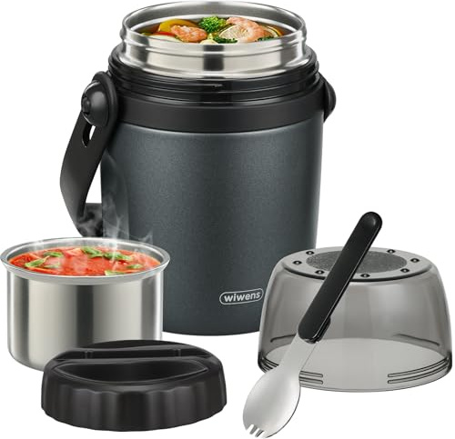 32oz Lunch Containers for Adults Kids Soup Thermo for Hot Food Jar Stainless Steel Insulated Vacuum Leak Proof Wide Mouth Thermal Bento Box with Spoon and Tritan Lid