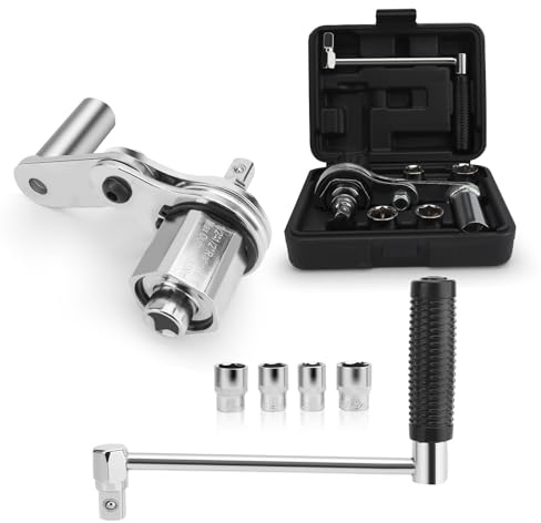 WODHMIEY Heavy-Duty Torsion Multiplier Wrench Set (11/16,3/4,13/16,7/8 Sockets), 1/2 Drive, 1:16 Gear Ratio, 680Nm Output, Anti-Slip Handle, with Blow Moulded Case for Automotive Tyre Nuts