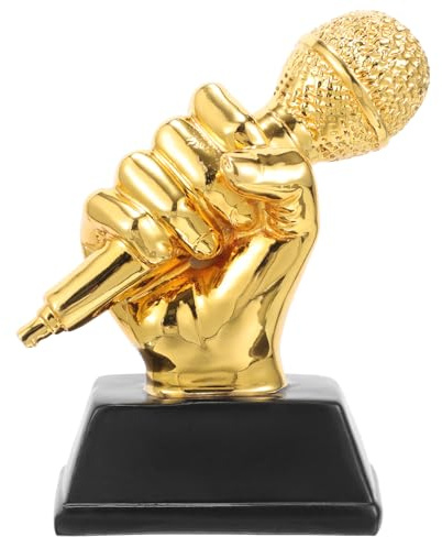 YARNOW Trophée De Microphone en Résine 13.5X11X5 Cm pour Compétitions De Chant Récompense Scolaire Et Décoration De Fête