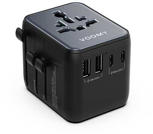 Adaptateur Prise Universelle 28W avec 3 USB-C et 2 USB-A, Adaptateur Prise Anglaise, Adaptateur Prise USA, Adaptateur Prise Japon, Adaptateur Voyage Universel International France, Plug A/C/G/I