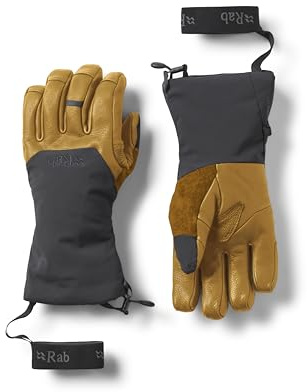Rab Men's Guide GTX Gauntlets - Waterproof Breathable Gore-Tex Insulated Gloves for Skiing & Mountaineering - Black/Tan - Small