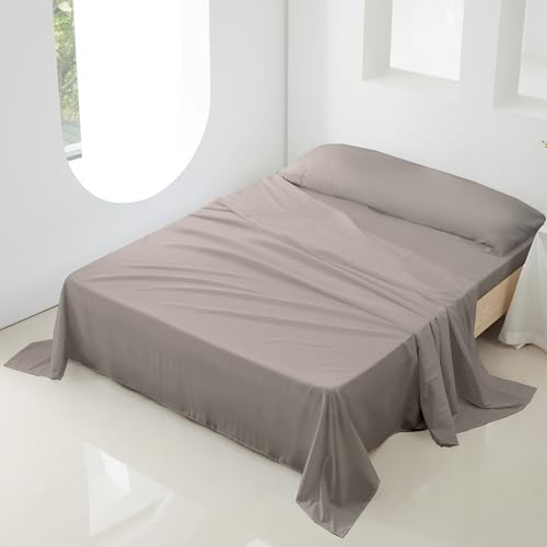 Sábanas 105x190 - Juego de Sábanas 3 Piezas - 100% Microfibra Suave y Transpirable - Sábana Bajera Ajustable, Encimera y Funda Almohada - Ropa de Cama Ligera (Gris)