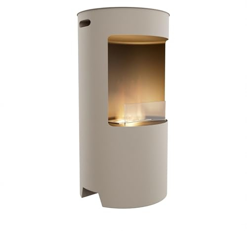 Frankystar Giulio Cesare - Cheminée de sol Ø40 x 80 cm de design d'intérieur pour meubles en acier inoxydable taupe