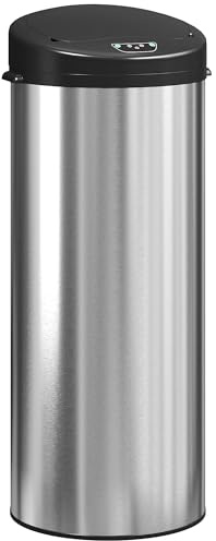 HOMCOM Cubo de Basura Cocina Automático 55 L con Sensor Infrarrojo, Papelera de Cocina de Acero Inoxidable Antihuellas con Cierre Suave y Anillo para Hogar, Oficina y Dormitorio, Plateado