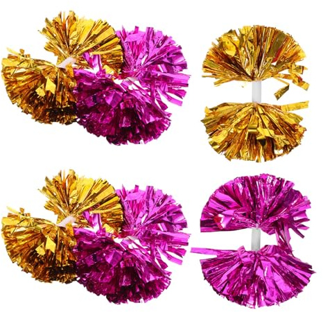 TOYANDONA 6 Pièces Pompons de Cheerleading en Pet Poignée Métallique, Accessoires Légers pour Parade et École, Effet Visuel Vibrant Fatigue du Poignet