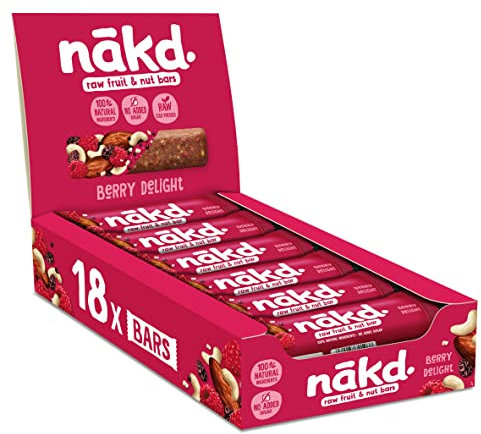 Nakd Berry Delight Natural Fruit & Nut Bars - Vegan - Healthy Snack - Gluten Free - 35g x 18 bars
