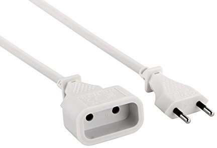 Electraline 20647011J Rallonge Prolongateur électrique 2 mt prise/fiche européen 6A - section 2x0,75 mm² blanc