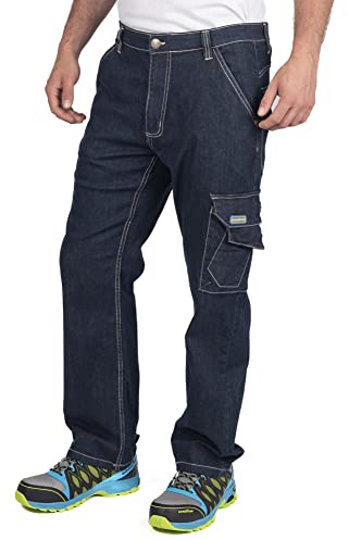 Goodyear Workwear Gypnt030 Mens Multi Pocket Safety Stretch Carpenters Cargo Work Jeans Pants Pantalones de utilidades de Trabajo, Denim Blue, 30 Waist 31 Leg para Hombre