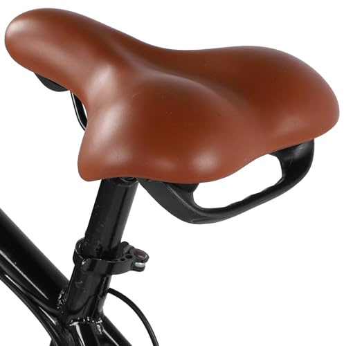 Cykelsäte PU läder Cykelsadel Ergonomisk stötdämpande Mountain Cykelsadel Sitt tjock och mjuk cykelkudde(brun)