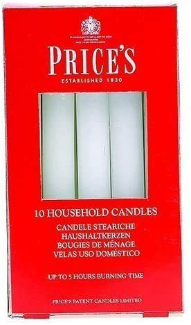 Prices 8 x Patent Candles Household Candles, Pack of 10, White