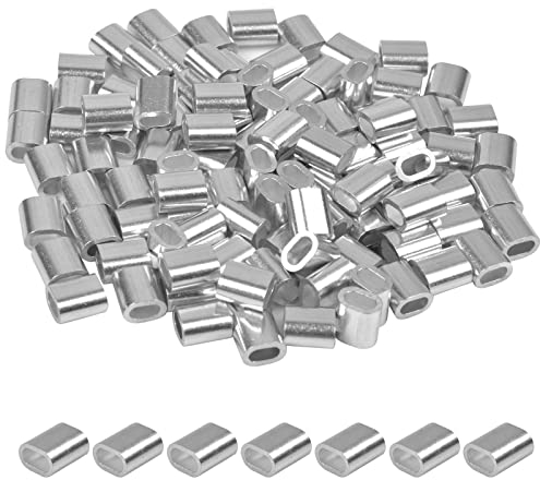 100 Stk Aluminiumhülse Ovale, Pressklemme aus Aluminium, Oval Alu Klemme Drahtseilklemmen, Presshülsen Seilklemme für Kabel Seile (2 mm)