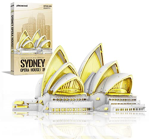 Piececool 3D Puzzle Metall Architecture Sydney Opera House, 3D Metall Puzzle für 340 Edelstahl, Ganzes Metall, 1:1 Wiederherstellen, Geburtstagsgeschenk, Modellbausatz Erwachsene, 122 Teile
