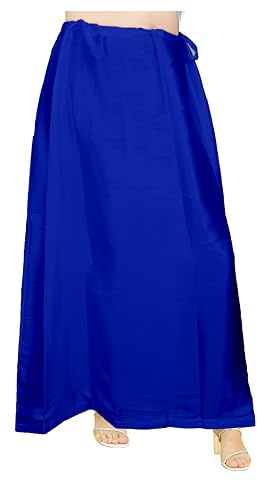 EDZZEL Women's Satin Petticoat Saree Satin Underskirt Sari I Satin Silk Petticoat Underwear for Women Royal Blue