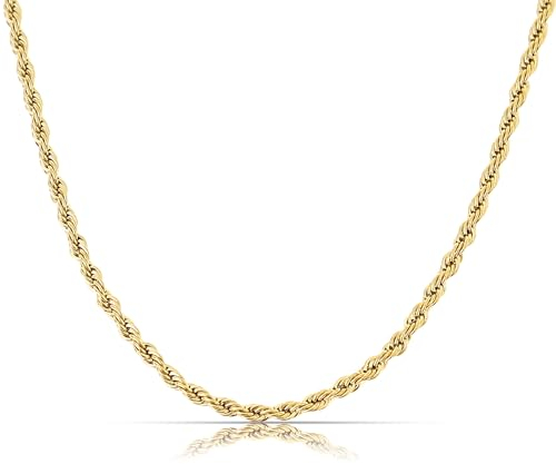 Made by Nami Gekordelte Goldkette Herren aus Edelstahl 50 cm Lang Wasserfester Schmuck Geschenk für Ihn (4 mm, Gold)