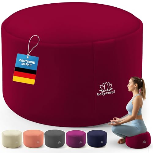 Body & Mind® Yoga cushion meditation cushion floor seat cushion pad for meditation & yoga; washable cover and breathable premium filling; 18 cm seat height ((Red)
