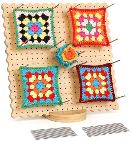 Reessy Crochet Blocking Board and Pins, Large Blocking Board for Crochet, 11 inch Granny Square Blocking Board for Crocheting and Knitting Projects