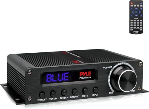Pyle 100W 5.1 Channel Bluetooth Stereo Amplifier – HiFi Audio Receiver, AUX, FM Antenna, Subwoofer & Speaker Inputs – Home Theater Surround Sound System