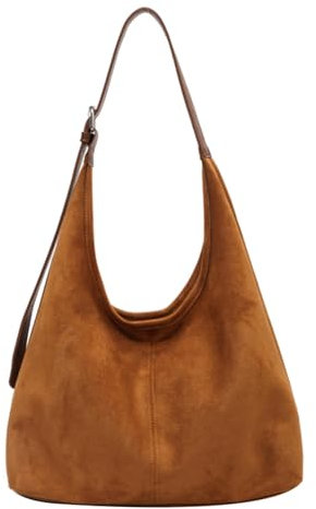 TIAASTAP Groß Handtasche Wildlederimitat Hobo Bag Umhängetasche Damen Gross Crossbody Bag Vintage Shoulder Bag Women Tote Bag Beuteltasche Schultertasche Verstellbarer Gurt, mit kleiner Geldbörse