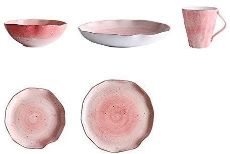 IUBGFTO Set di stoviglie in Porcellana da 48 Pezzi, Servizio per 8, Set di stoviglie Combinato di Ciotole/Piatti da Dessert/Piatti Fondi, Festa in Famiglia in casa