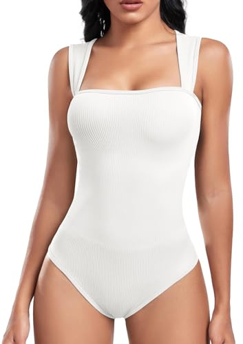 Tuopuda Body Contenitivo Modellante Donna Body Shaper Bodysuit Guaina Contenitiva Shapewear Intimo Snellente Pancia Piatta Dimagrante Shaping Addominale Compressione Canotta Canottiera, Bianca, S