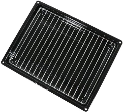 SPARES2GO Small Baking Roasting Tray Grill Pan for Thetford, fits Smev, fits Cramer Caravan Motorhome Oven Cooker + Insert Grid Stand (355mm x 280mm)