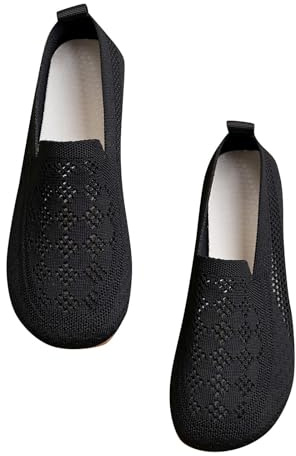 BVEBJDX Womens Round Toe Ballet Flats Sale Clearance Comfort Slip On Ballerina Shoe Ladies Knit Soft Loafers Summer Casual Mesh Breathable Sandals Dressy Pumps Walking Flat Shoes UK Size 3.5-7