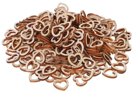 Angoily 300piezas Decoración De Madera De Corazón De Confeti De Madera Sin Terminar De Corazón Huecos Para Manualidades Adornos De Mesa Para San Valentín y Bodas