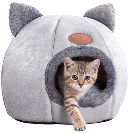 Tente pour Chat,Niche d'intérieur pour Chat,Lit pour Animal Domestique,Niche Lavable pour Chat,Lit Douillet pour Chat,Niche chauffante pour Chat,Niche Grise pour Chat,Nichoir pour Chat