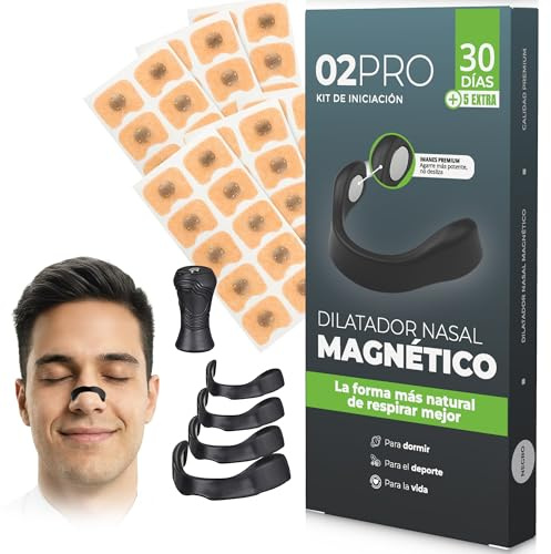 O2PRO Tiras Nasales Magnéticas | MEGAPACK 70 Parches = 35 Días de respiración Premium | Kit iniciación Dilatador Nasal Deportivo y Anti ronquidos | Hipoalergénico, Seguro, Natural, Máxima Fijación