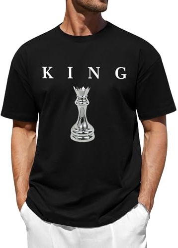 heekpek Magliette Uomo T Shirt Cotone Manica Corta Girocollo Estive Maglietta da Uomo Casual Maglia Moda Vintage Alfabeto Stampa T-Shirt Basic Tee Shirt Top (Nero,XXL)