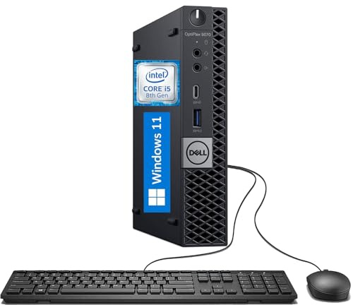 Dell OptiPlex 5070 Mini PC Windows 11 Pro, Intel Core i5-8500T, 8 GB de RAM, SSD de 256 GB, soporte 4K, DisplayPort, teclado QWERTY de EE. UU