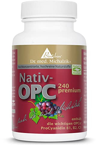 OPC premium Dr. med. Michalzik - 450mg Traubenkernextrakt - 240mg reines OPC - 100mg Vitamin C je Tagesdosis - aus französischen Traubenkernen hergestellt von BIOTIKON®
