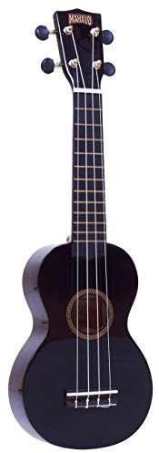 Mahalo-Regenbogen-Sopran-Ukulele mit schwarz glänzendem Deckel, Maßstab: 346 mm