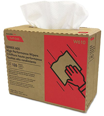 Cascades PRO W610 Tuff-Job S600 High Performance Wipers, 9 3/4 x 16 3/4, 126/Box, 10 Box/Carton
