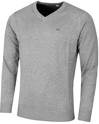 Calvin Klein Golf Mens V-Neck Tour Sweater - Grey Marl - L