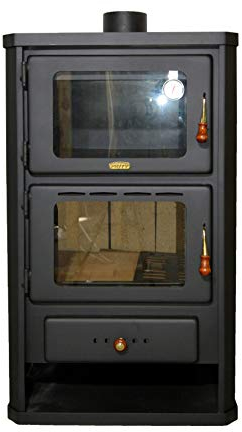 Estufa de leña con horno, estufa de cocina, potencia de calefacción de 14 kW