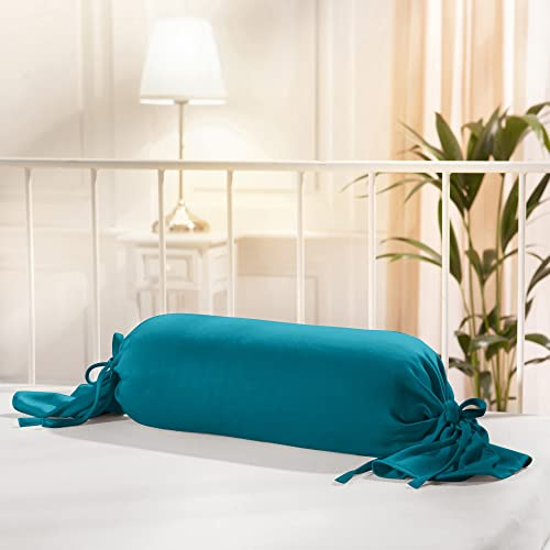 Erwin Müller Nackenrollenbezug Nürnberg Doppel-Jersey, Petrol Größe 40x15 cm Ø - strapazierfest, besonders formtreu, mit Bindeband